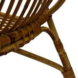 Ensemble vintage de 4 fauteuils club en rotin Rohe Noordwolde 1960