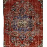 Turkish Anatolian Handmade Vintage Area Rug 246 cm x 130 cm
