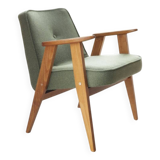 Fauteuil Lounge Vintage Bouclè Cactus, Bois Naturel Design Scandinave