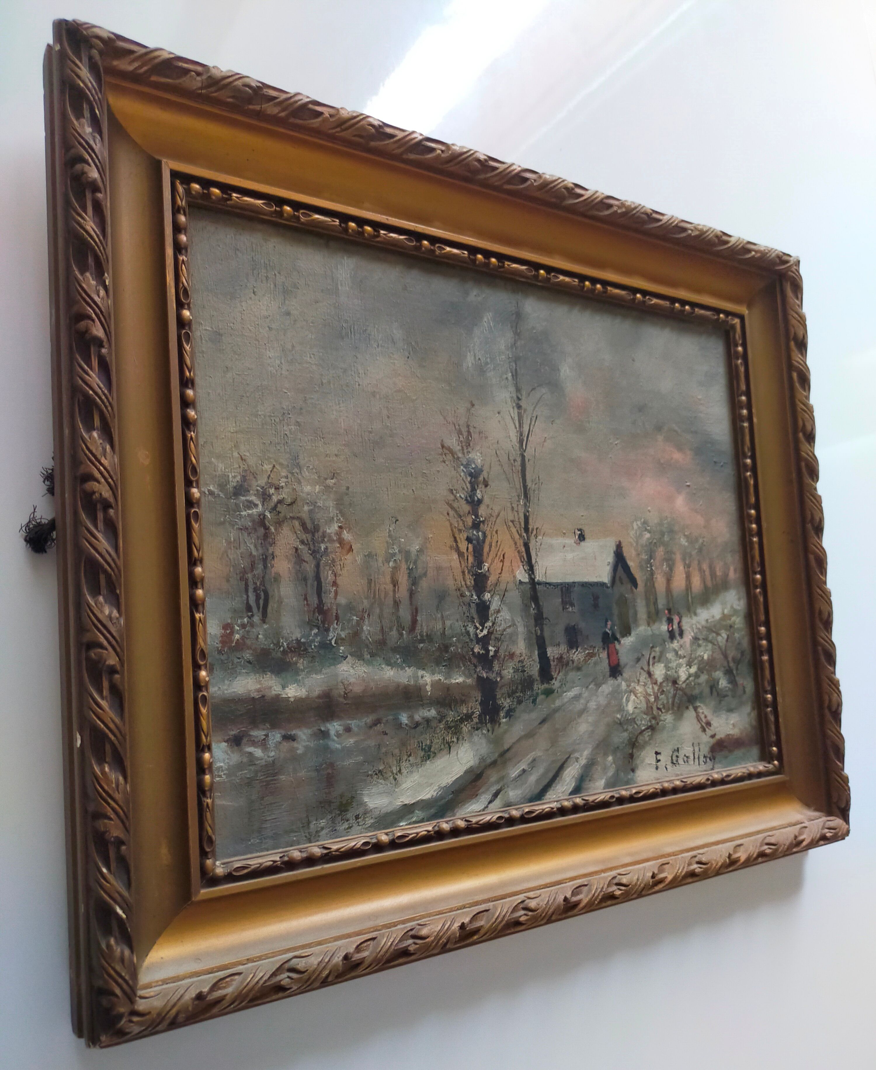 Winter landscape oil on panel signed