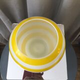 Opaline ball vase stripes bayaderes white and yellow