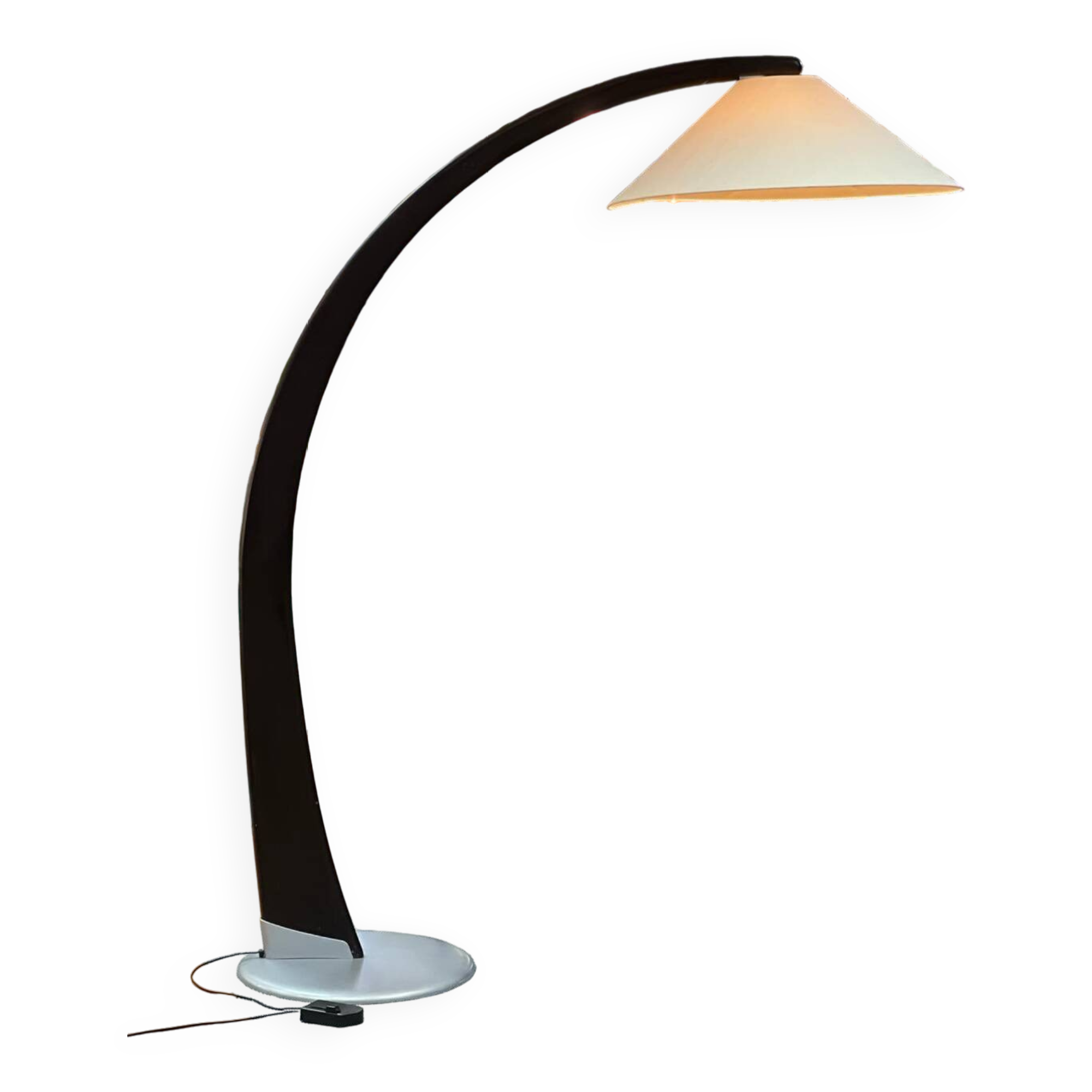 Luna walnut arc floor lamp by Natuzzi, 1990s