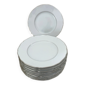 10 assiettes à dessert en porcelaine blanche