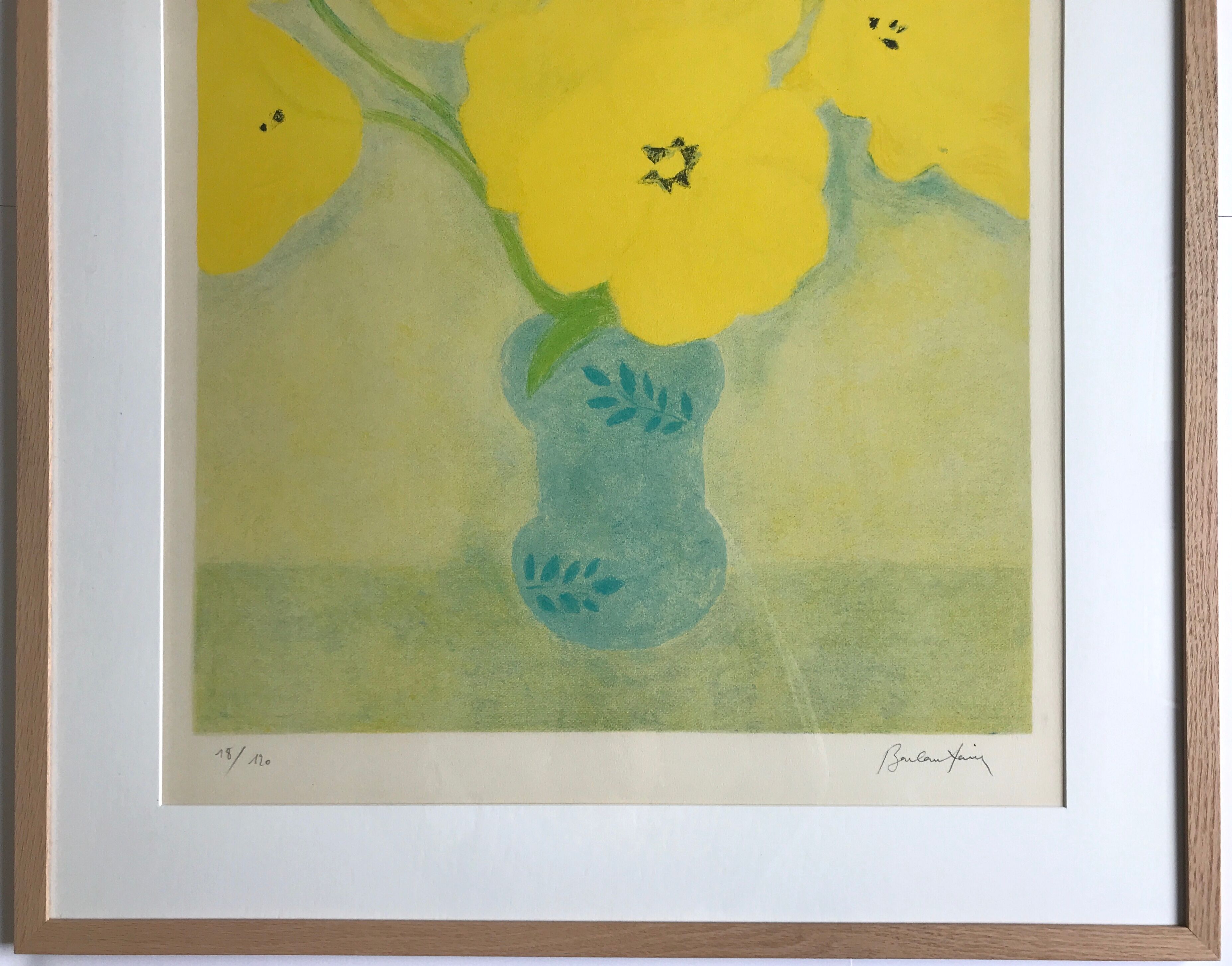 Signed and justified lithograph by pierre boncompain, untitled (tulips baroques), 1982