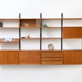 Unité murale modulaire scandinave en teck par Poul Cadovius pour Royal System, Danemark Années 1960
