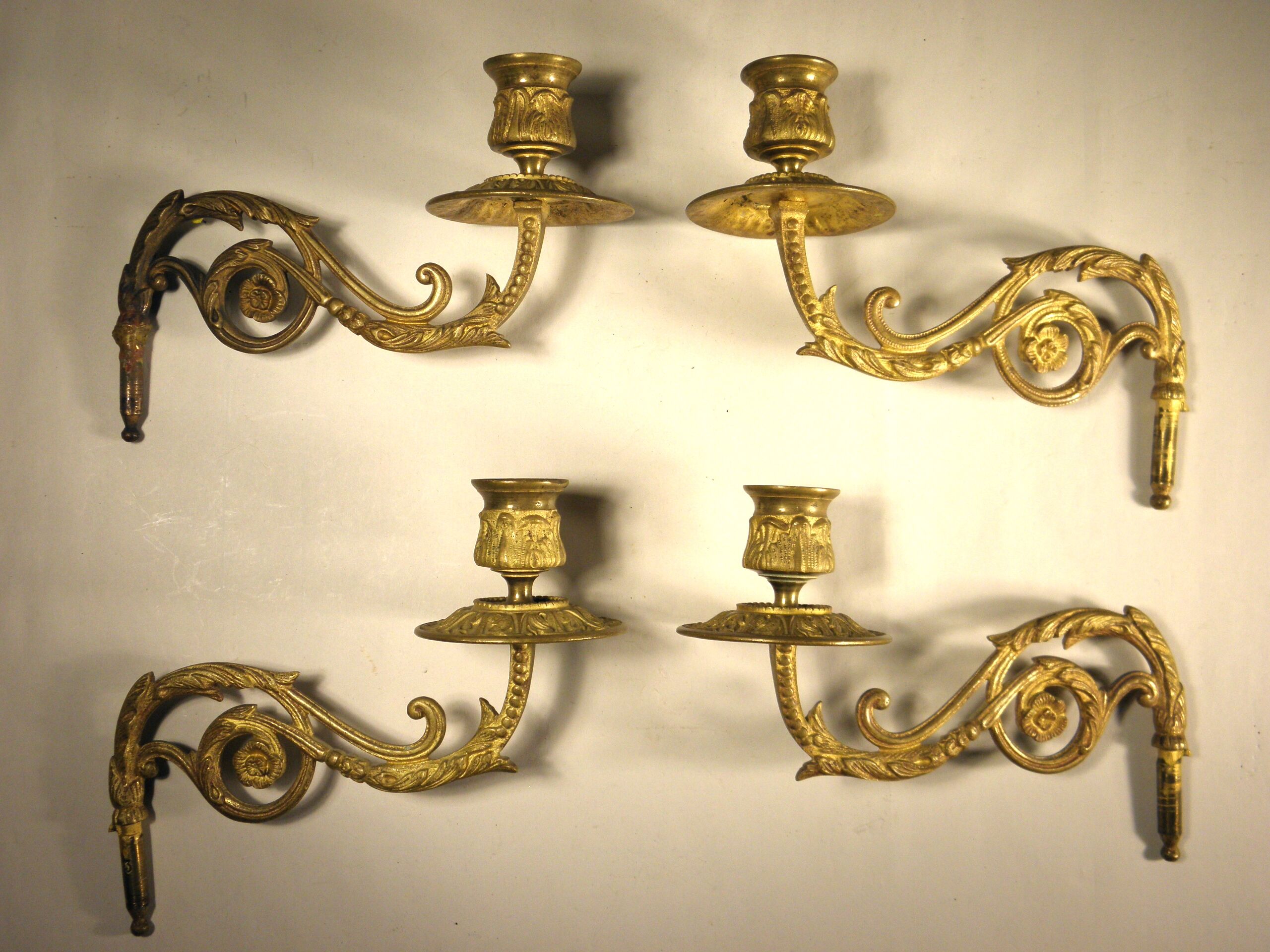 Pair of gilded brass chandeliers