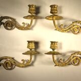 Pair of gilded brass chandeliers