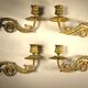 Paire d'appliques chandeliers en laiton doré