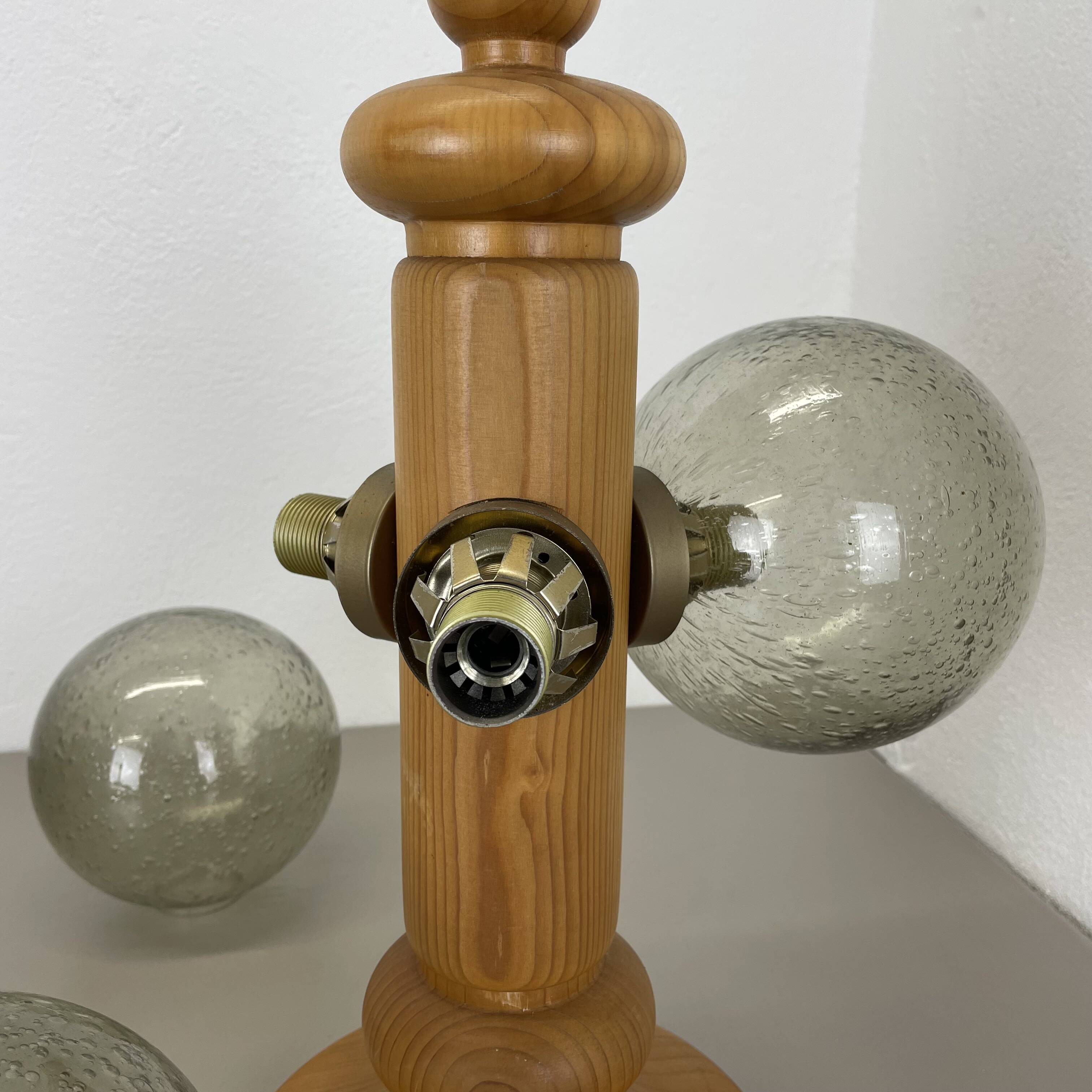 Large Organic Sculptural PINE Wooden Table Light by Temde Lights, Germany 1