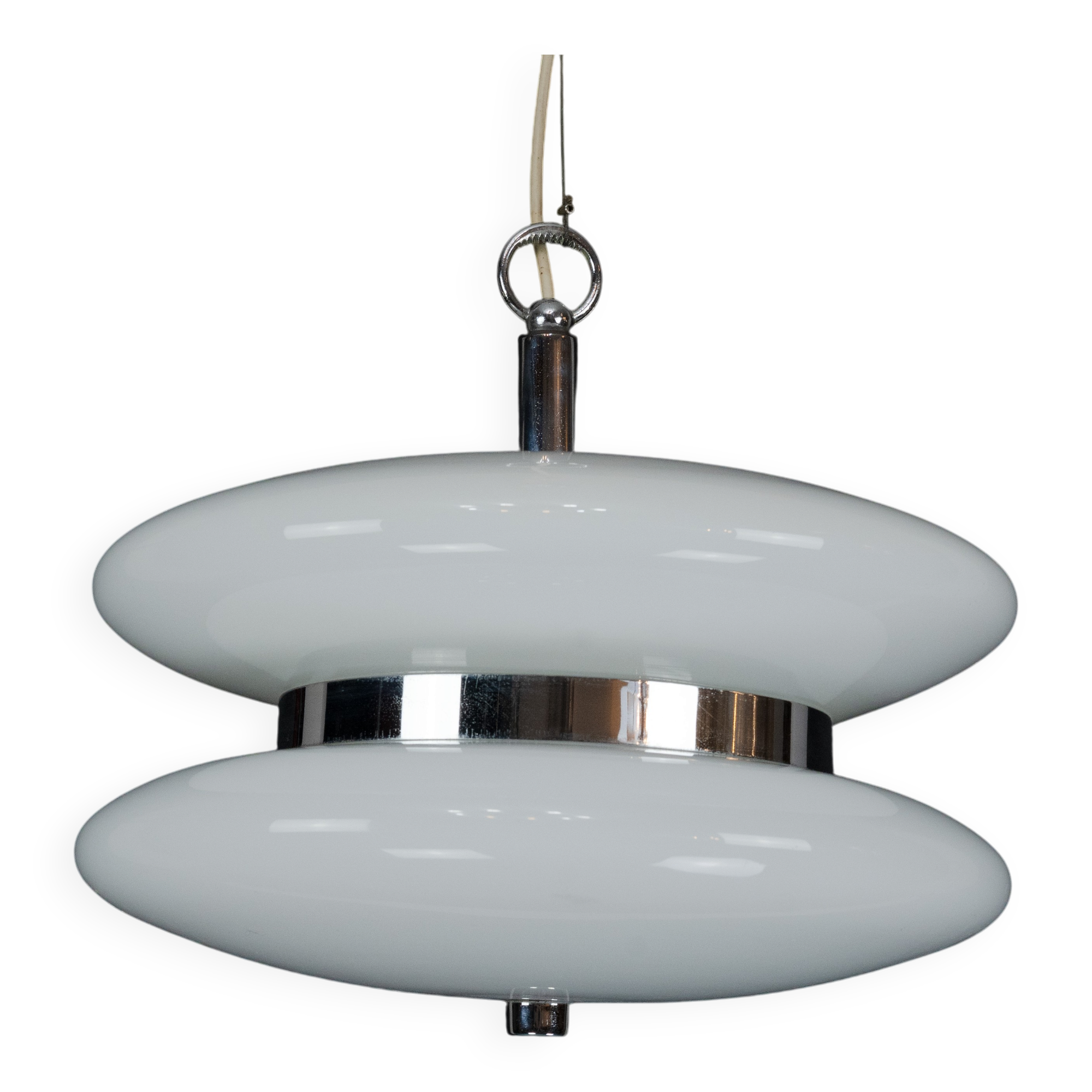 Chandelier en verre blanc Murano de grande taille des années 1970 par Vistosi.