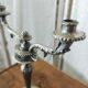 Double-branched candlestick, Louis XVI, in silver-plated metal