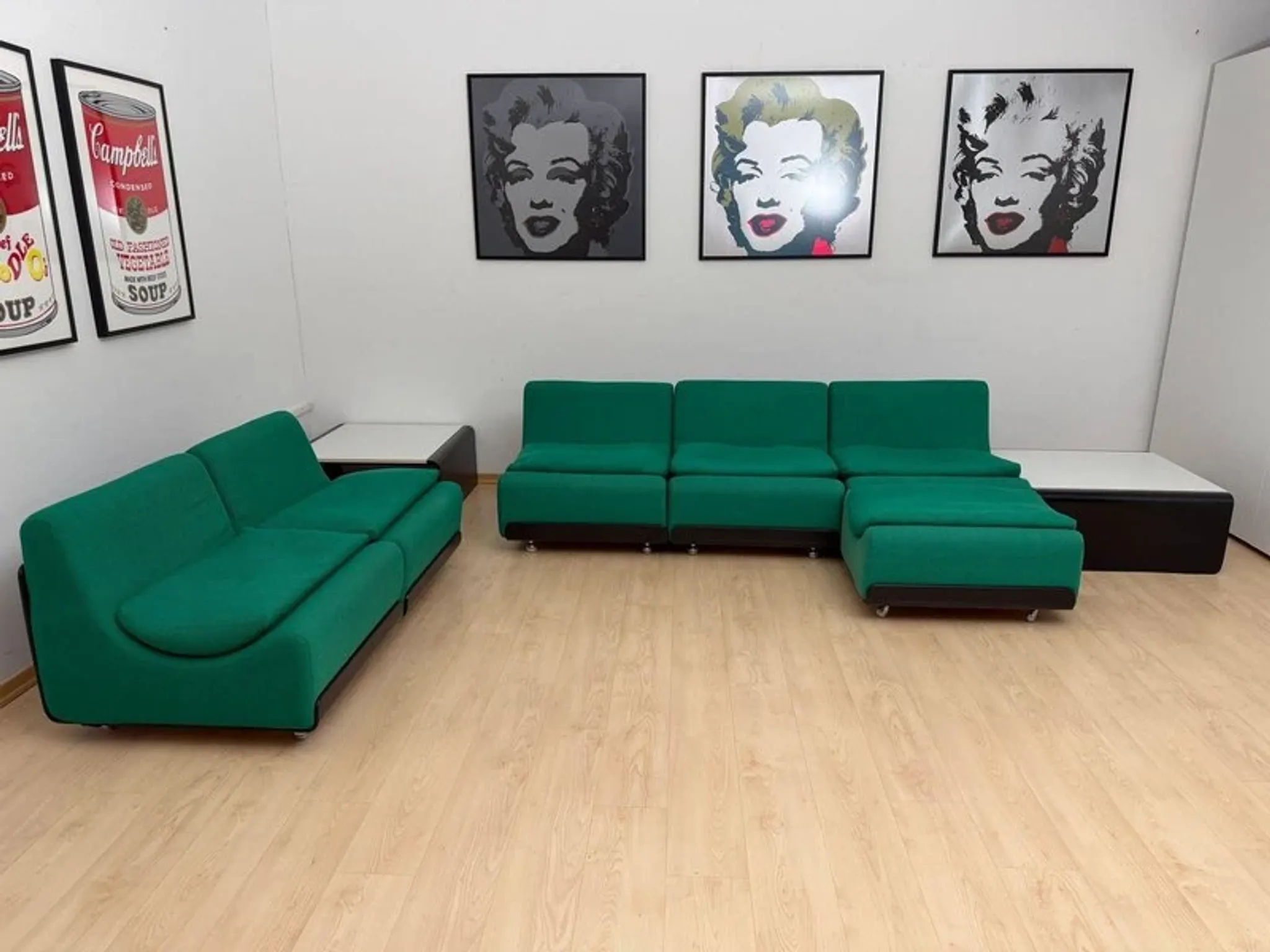 Modular green Orbis sofa ensemble by Luigi Colani for COR, Germany, 1970, set of 8