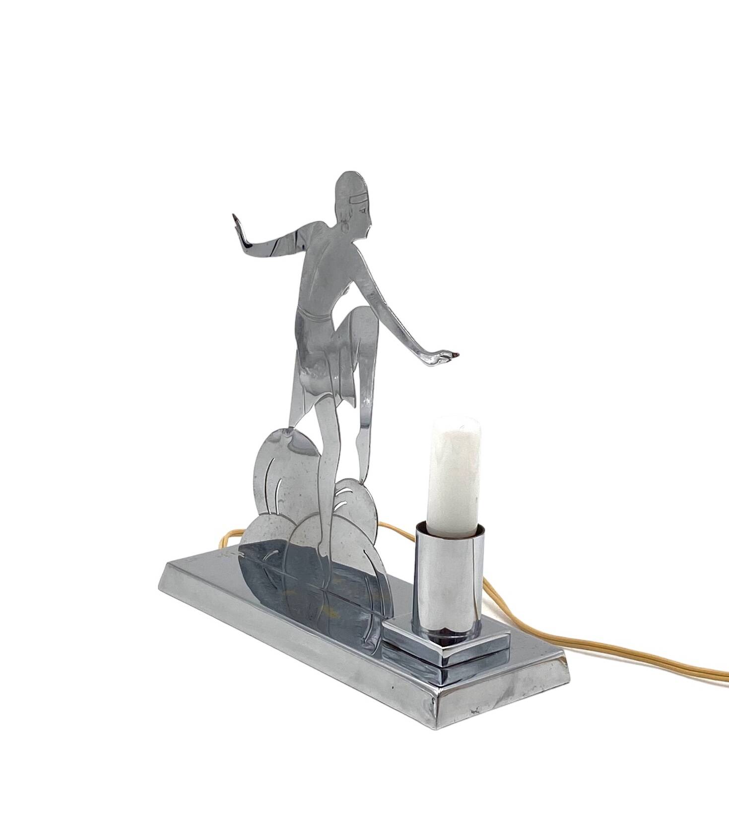 Art Déco Charleston Dancer cubist Table Lamp, LW Paris France, circa 1930