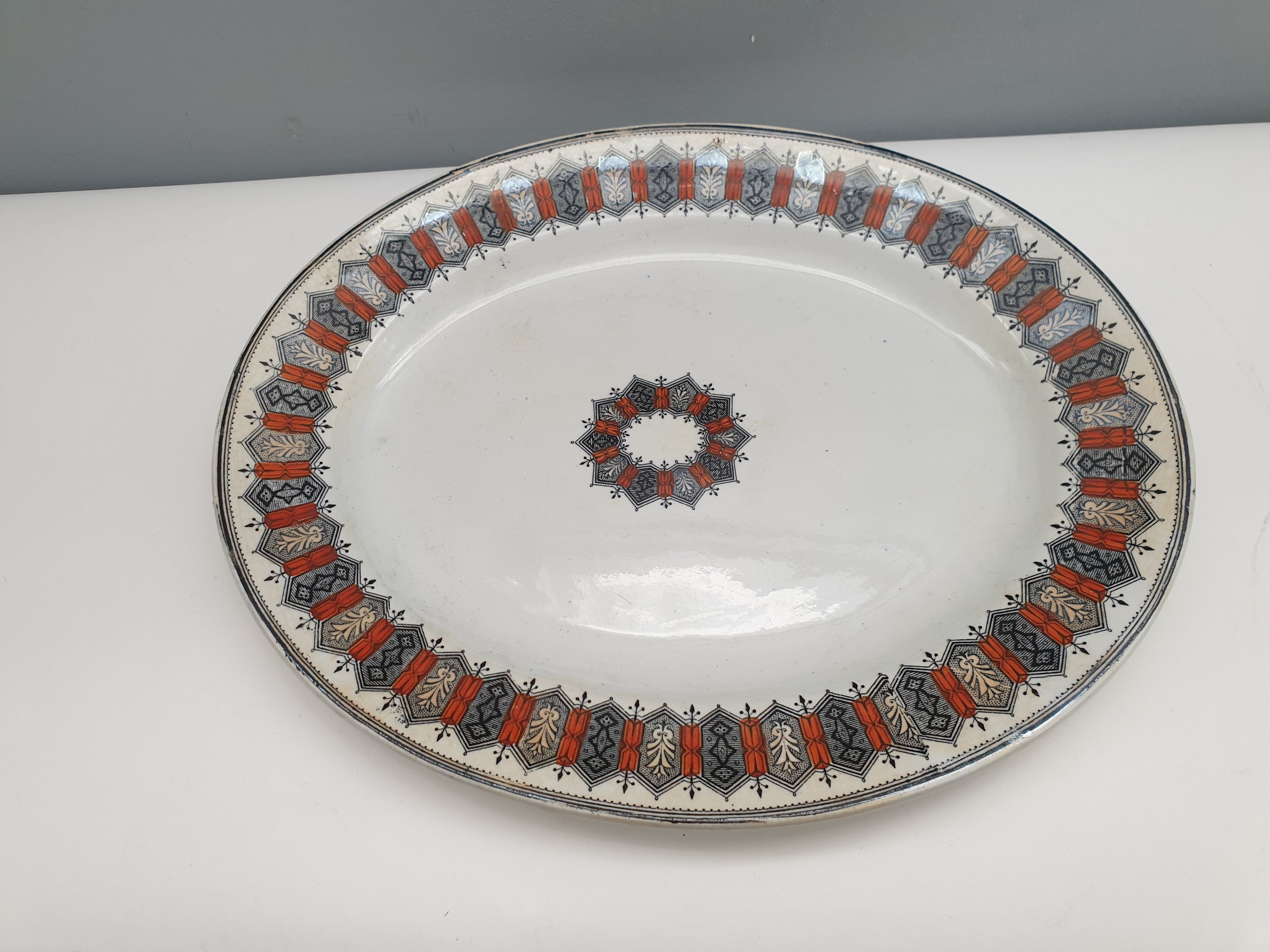 Vintage oval dish in English earthenware