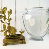 Crystal vase on gilded bronze frame signed E.Enot, art nouveau