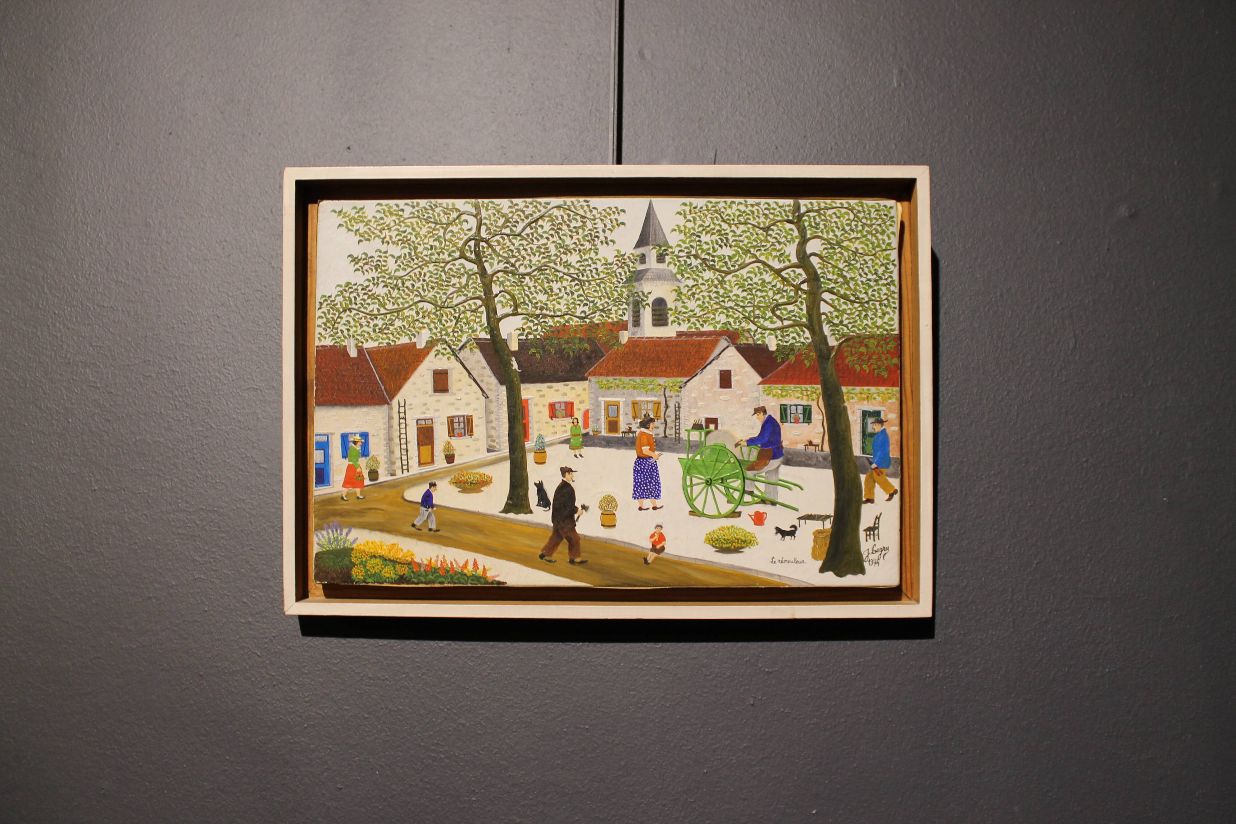 Naive painting by Jean Lagru, 1974