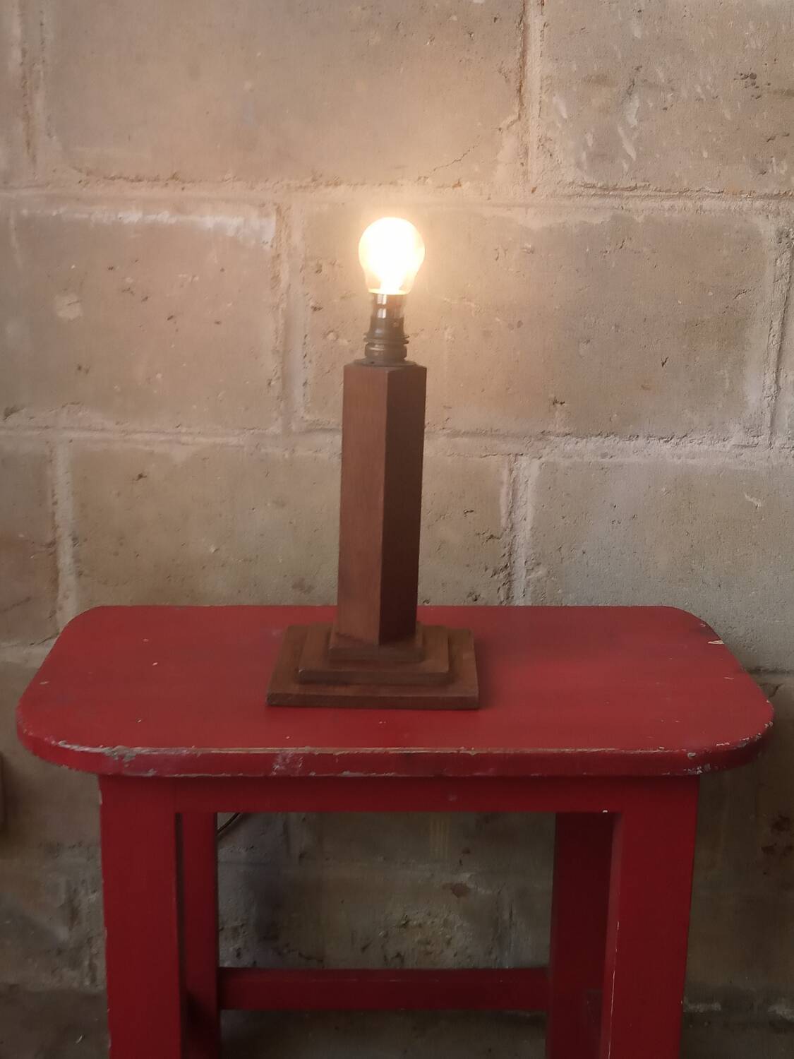 Pied de lampe en chêne années 50