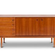 Teak sideboard, with four drawers and two doors. 20th century.