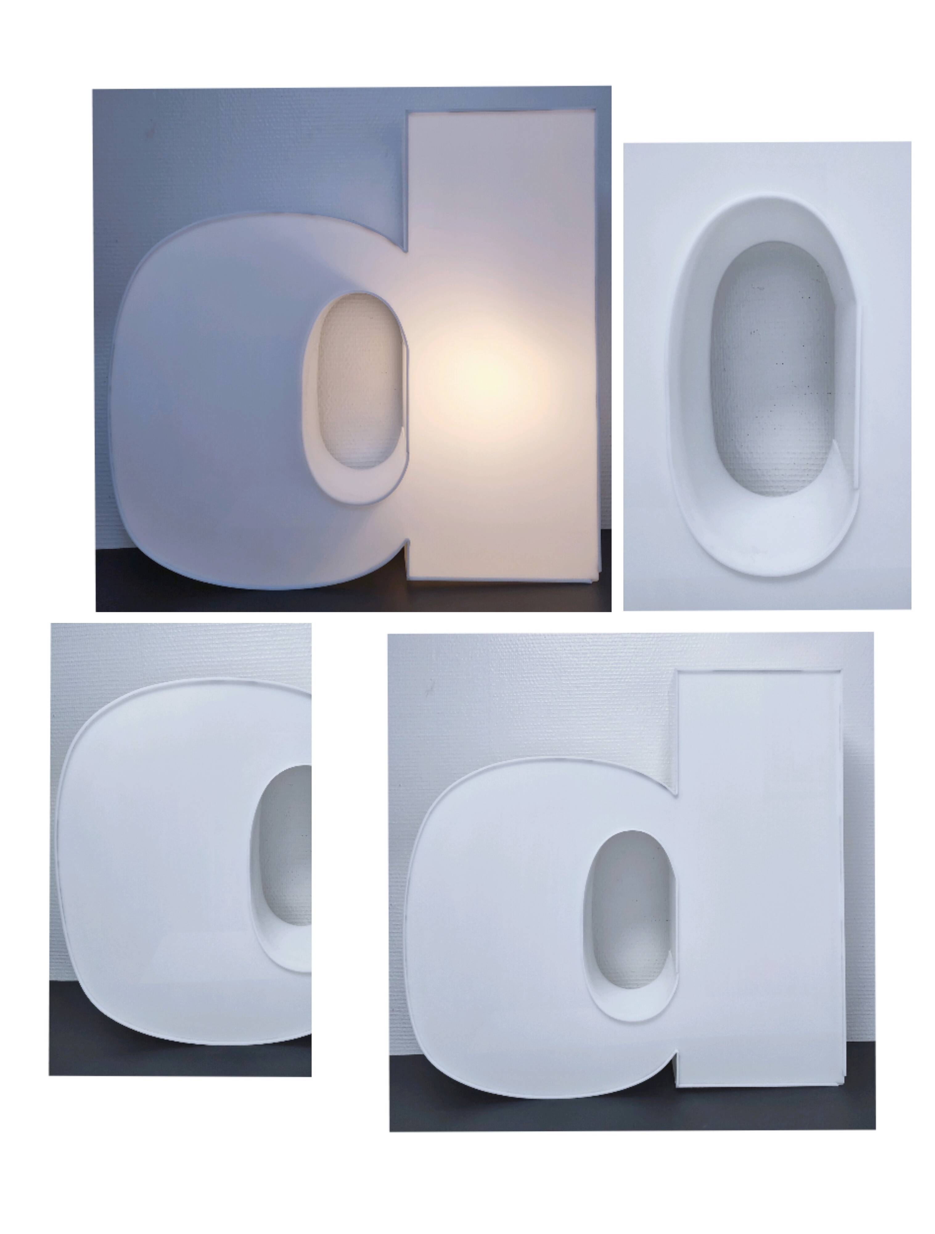 Letter lamp "D" plexiglass 80s