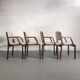 4 wooden and fabric chairs
