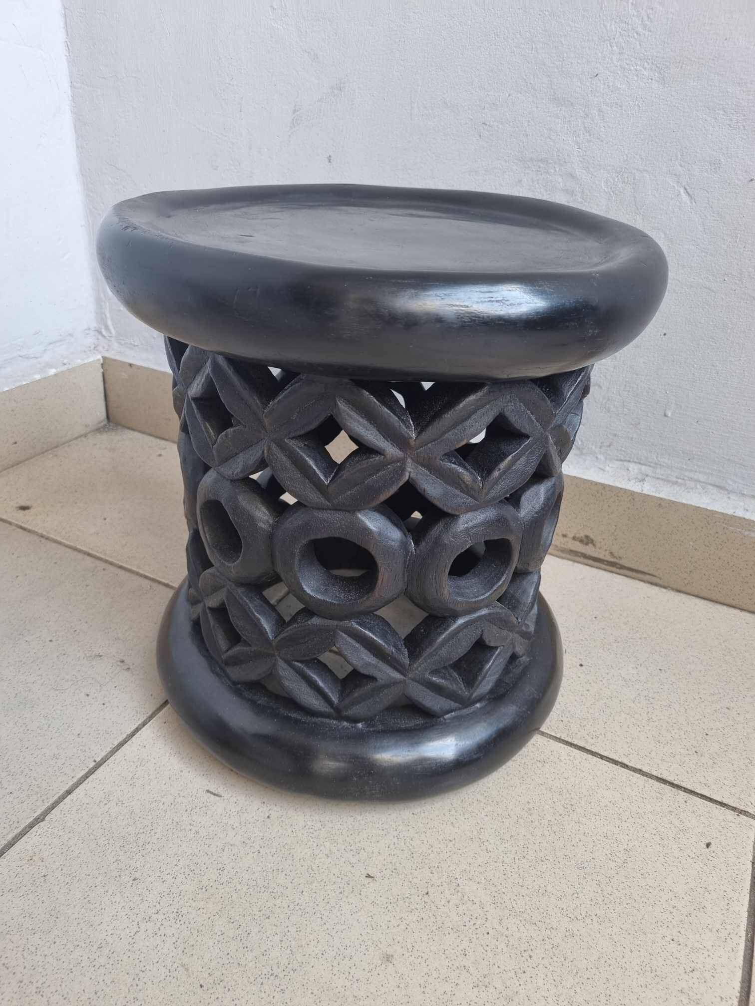 Tabouret Africain Tikar Noir