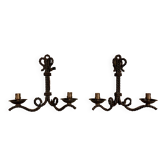 Pair of corded wrought iron wall lights