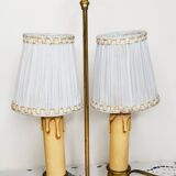 2-light hot water bottle lamp in gilded brass, bedside lamp, desk lamp
