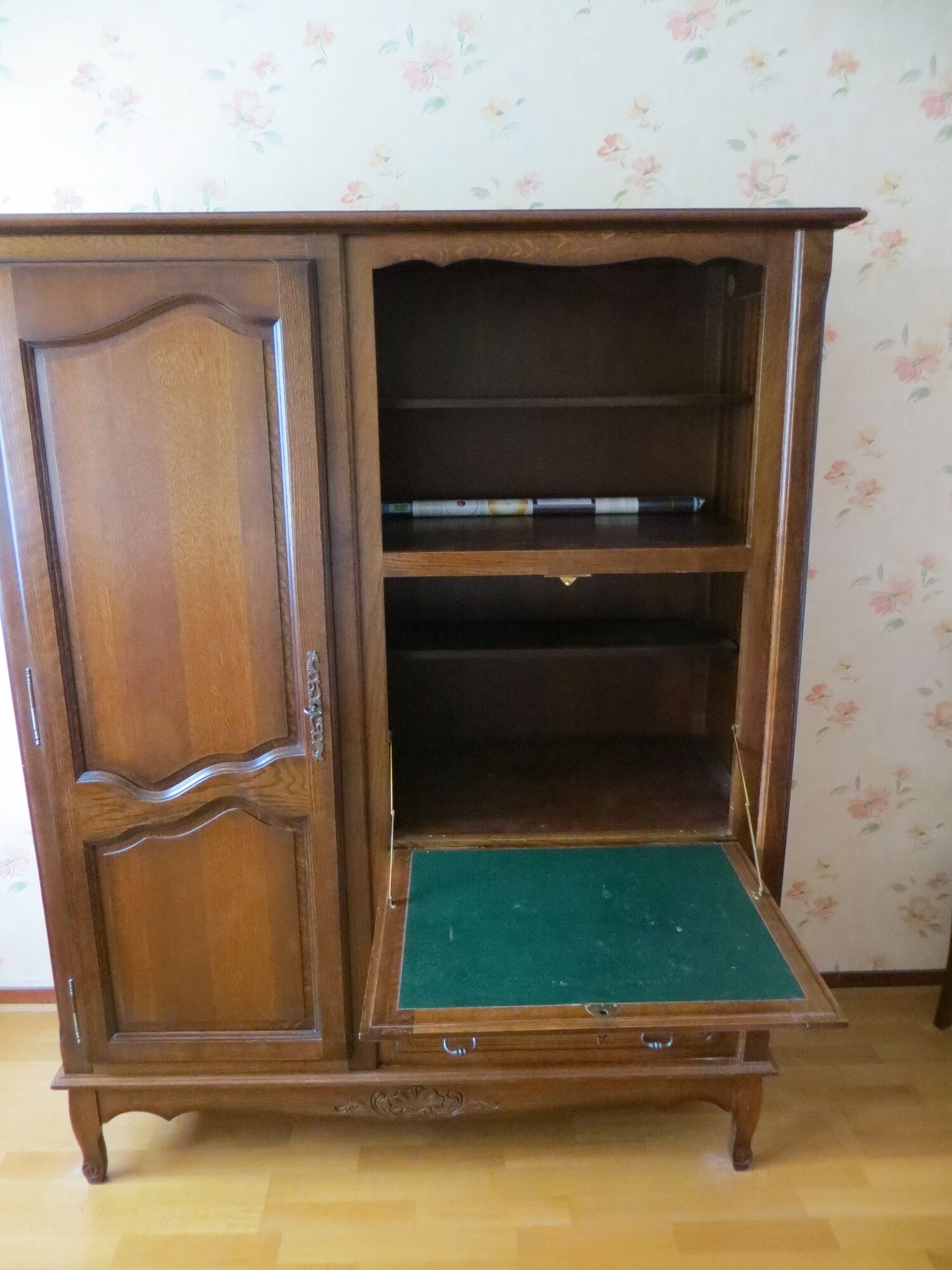 dark oak secretary armoire 1980s style