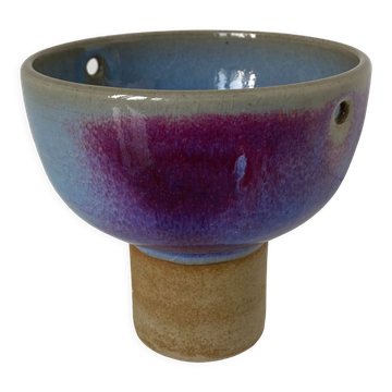 Coupe sur pied chinoise en porcelaine à couverte sang de bœuf et clair de lune