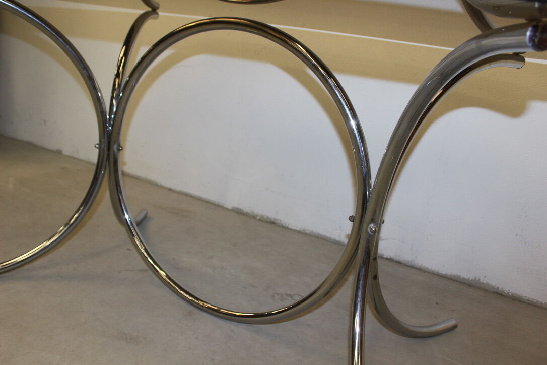 Smoked glass and chrome table circa 1970