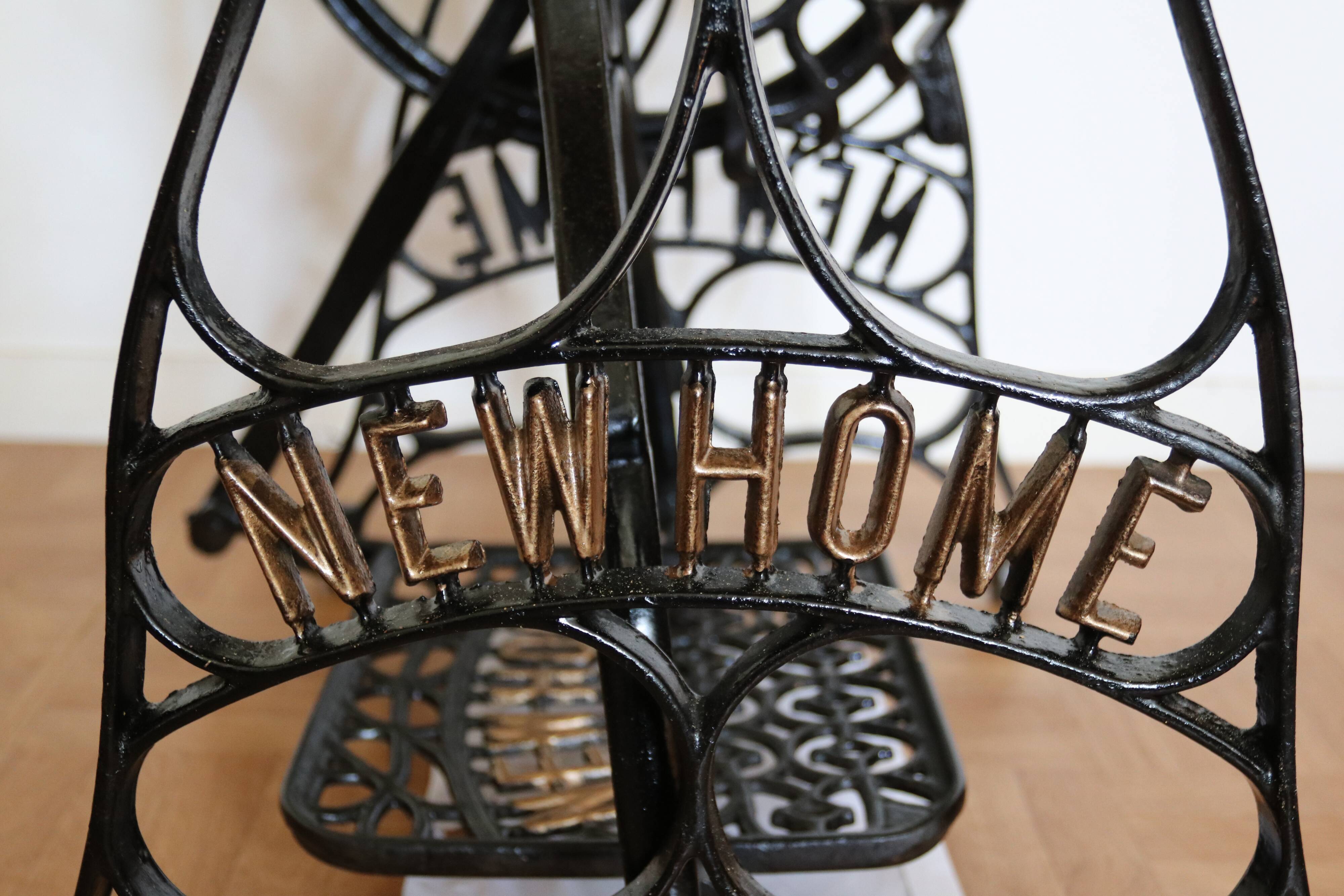 Console with new home sewing machine foot