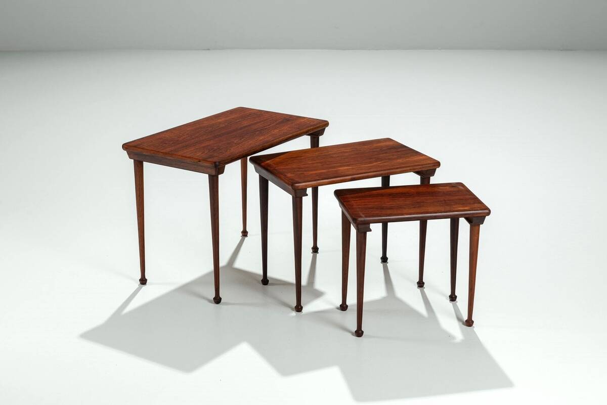 Set of 3 Danish nesting tables in rosewood Denmark 1960