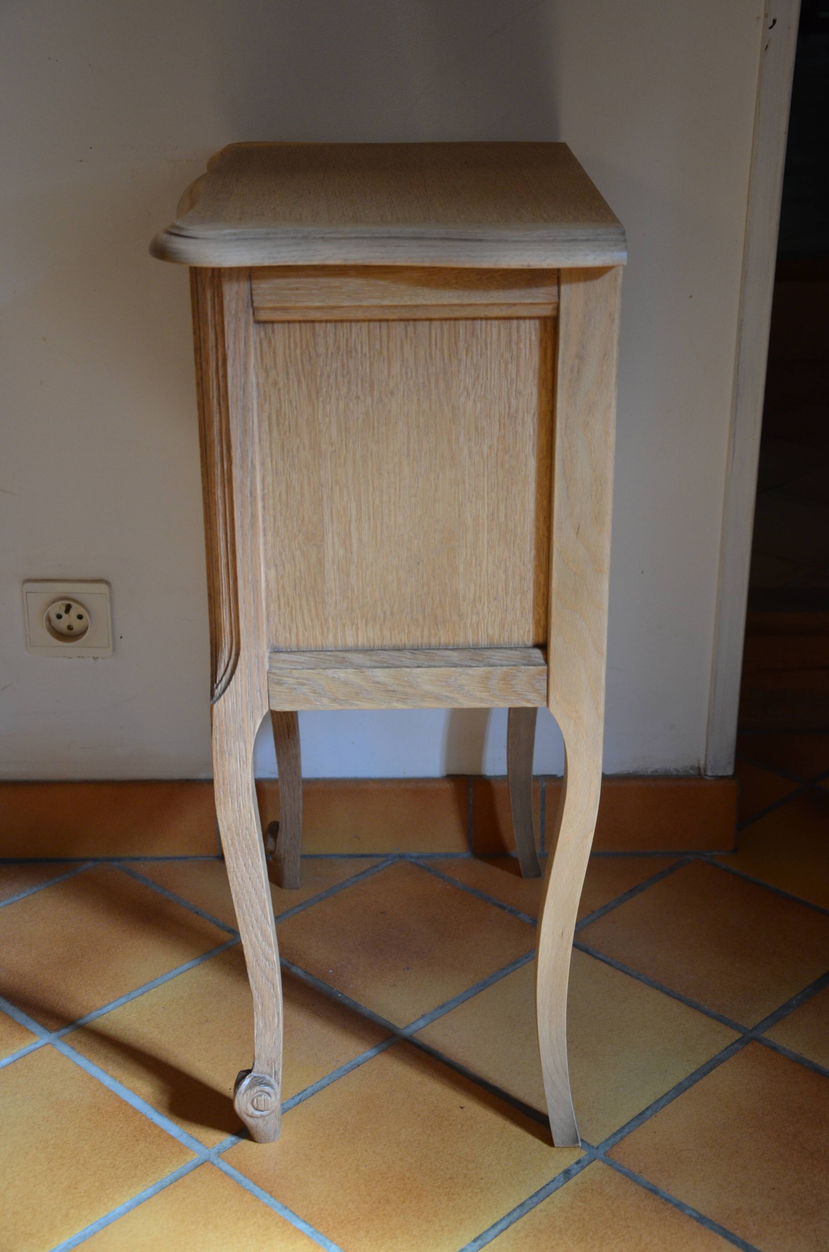 Wood and pink bedside table
