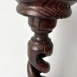 50s turned wooden pedestal ashtray, vintage rustic ashtray