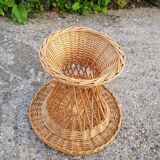 Vintage woven wicker diabolo coffee table