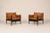 Paire de fauteuils lounge « safari » en cuir cognac et hêtre noir — c. 1970