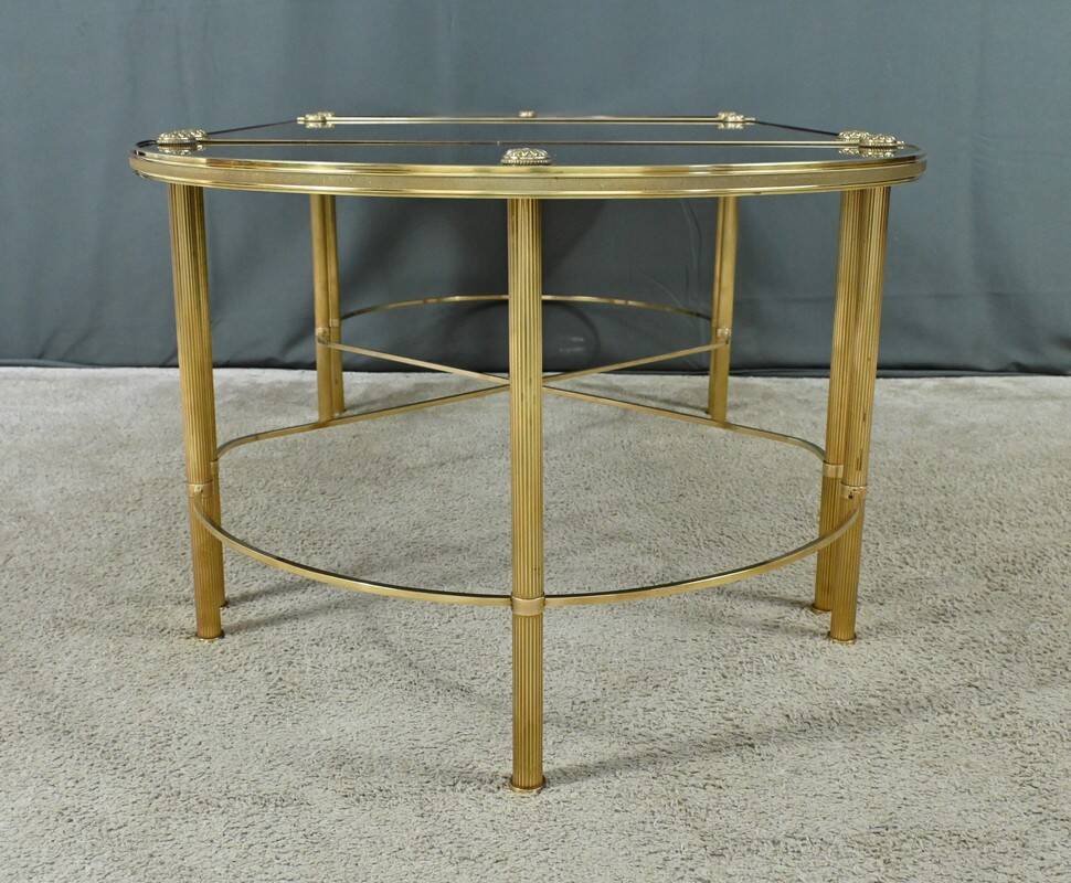 Tripartite Glass Coffee Table, Maison Baguès style – 1950
