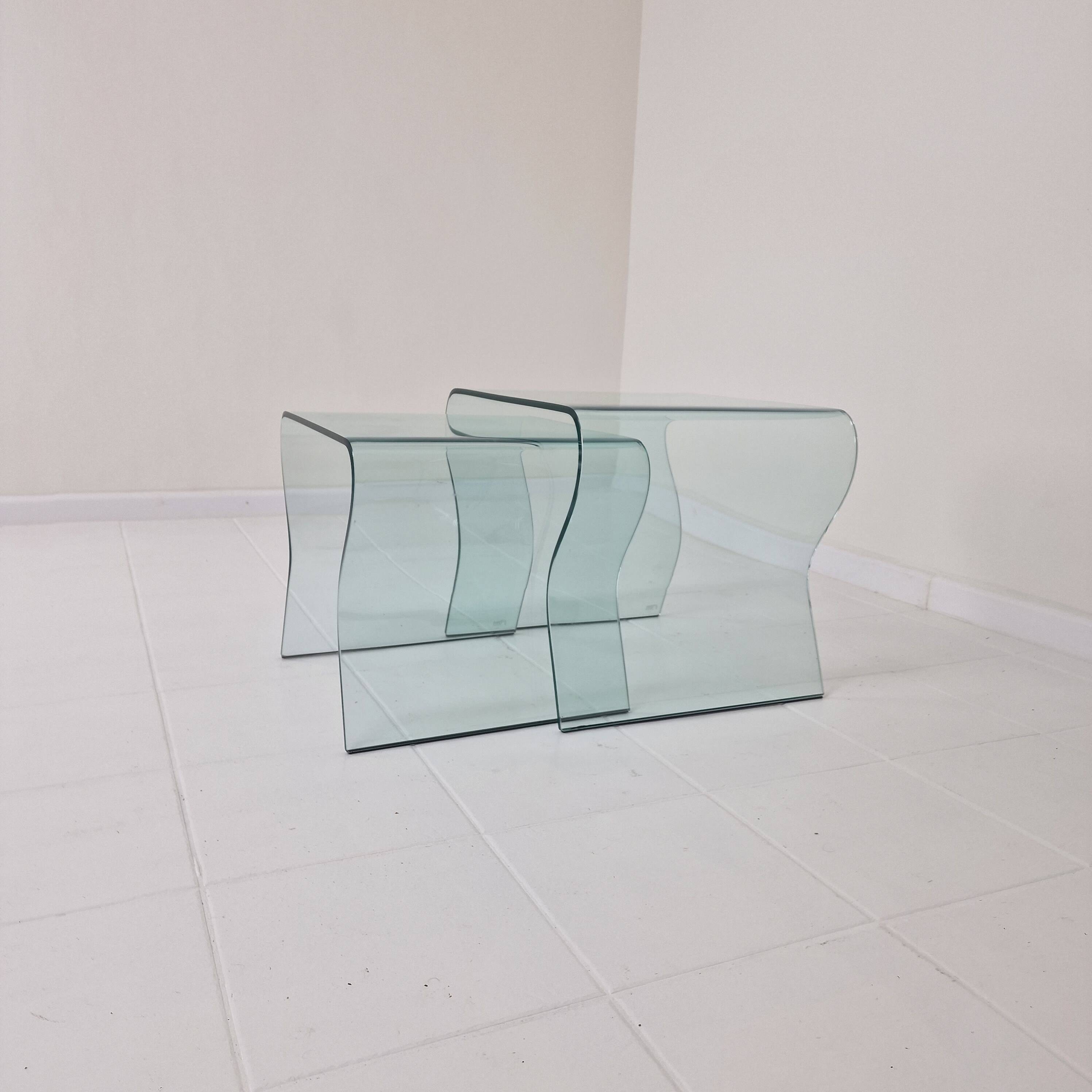 "Tango" Glass Nesting Table Set by Fabio Di Bartolomei for Fiam Italia