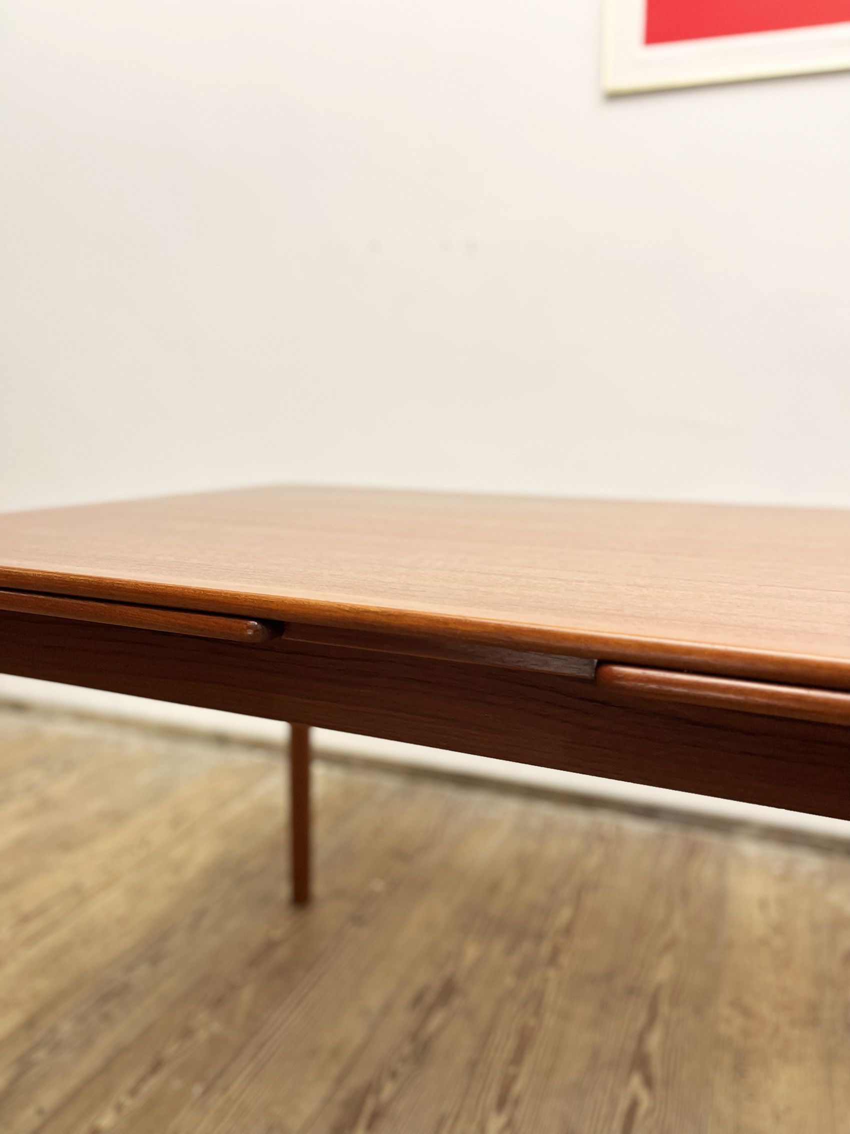 Extendable mid century teak dining table with pull out leaves, denmark, 1950s