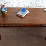 Danish 1960s teak coffee table with slatted shelf.