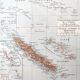 Old map of French overseas departments in 1950, 43x43cm.