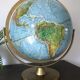 Globe Earth Scanglobe 1960 in relief, paper map and brass footing