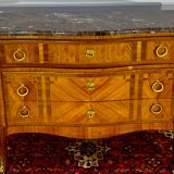 Chest of drawers with curved façade, transition style, in veneer of precious wood