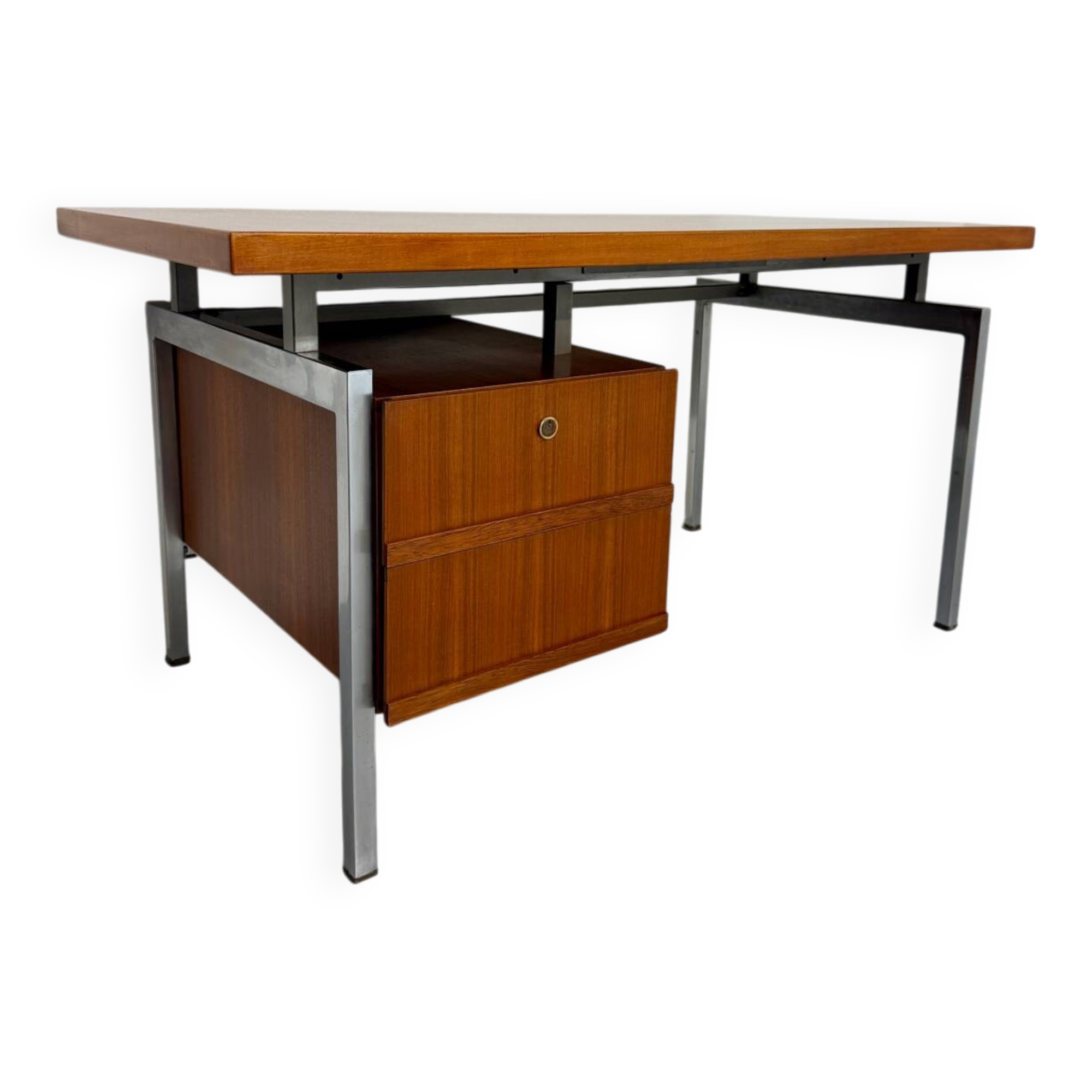 Teak and metal desk designed by George Frydman Efa 1960s vintage