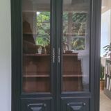 Old black Napoleon III display case, dresser, cabinet of curiosities, storage unit