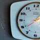 Vintage formica clock rectangular silent wall pendulum "Trophy blue"