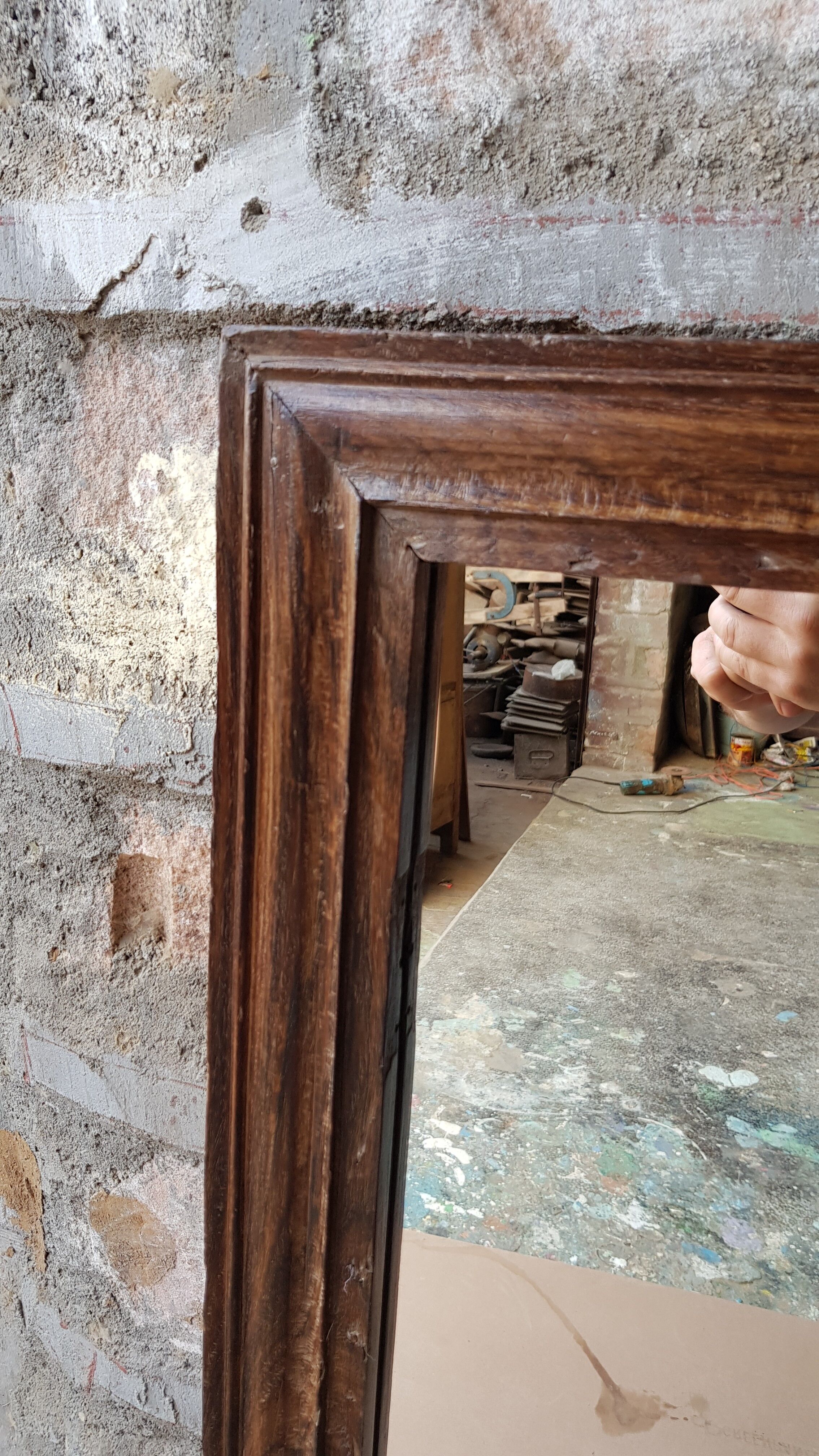 Ancient Burmese teak mirror