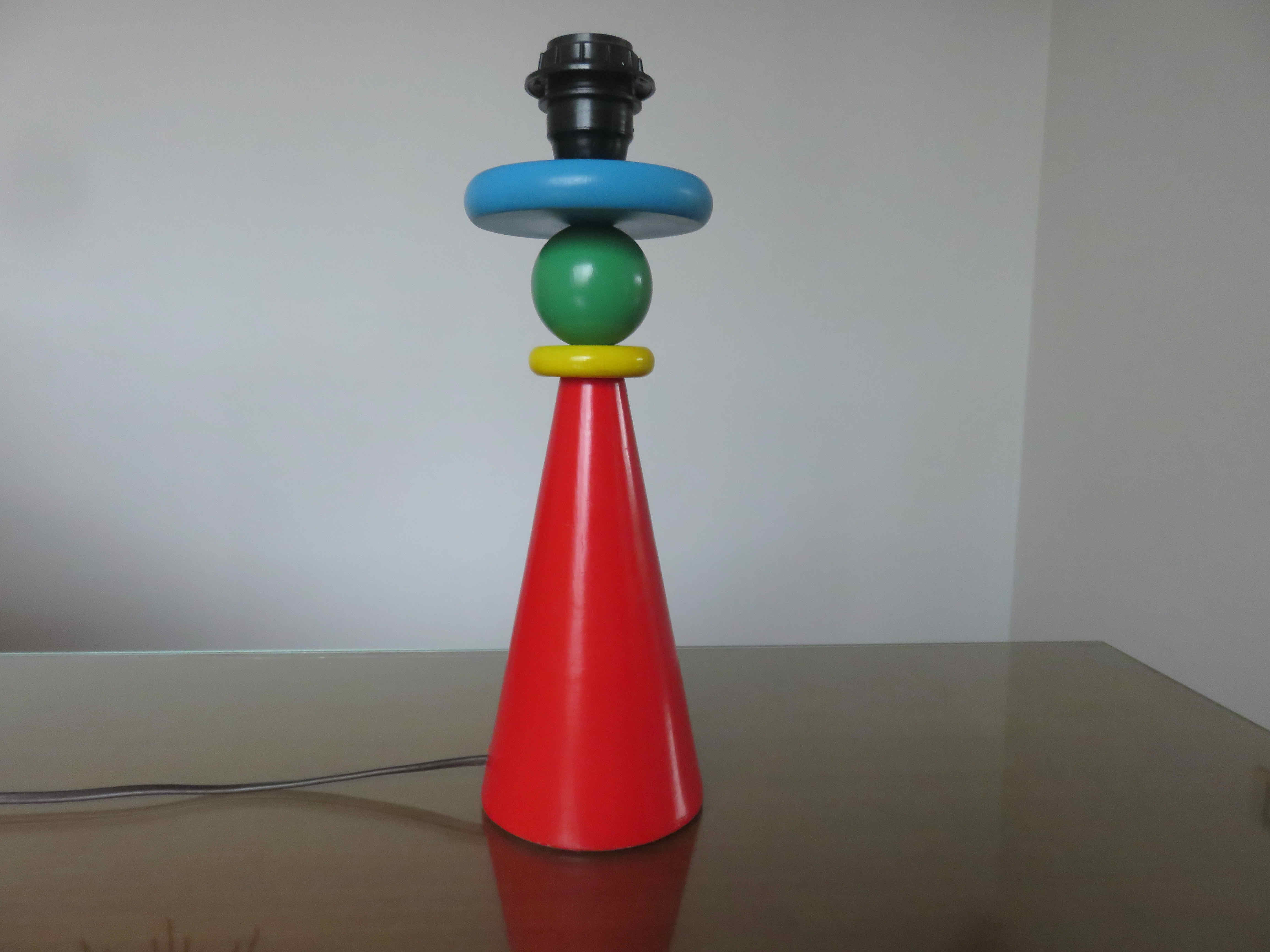 Wooden lamp " primary colors " 80s