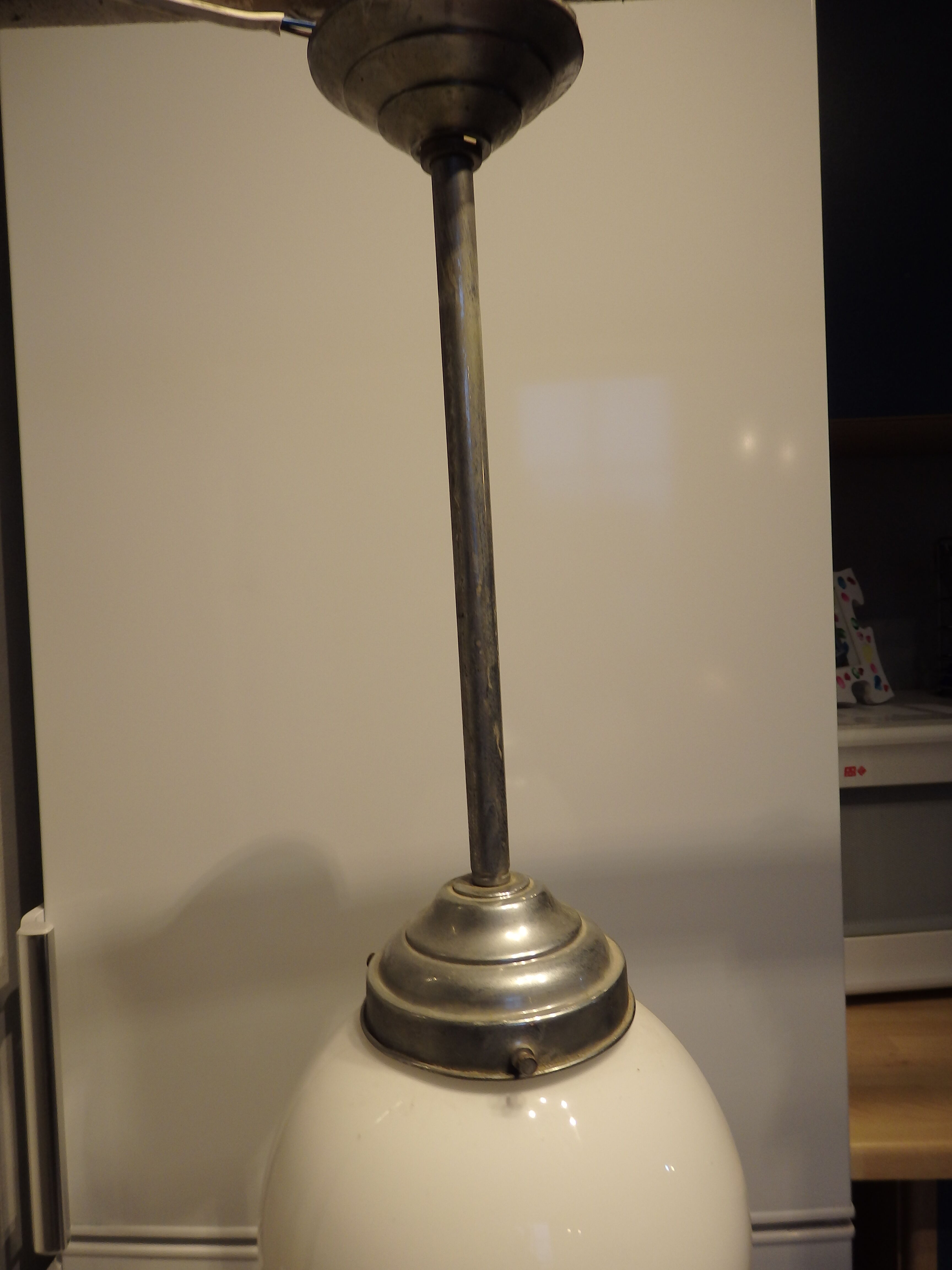 Art deco globe opaline hanging lamp