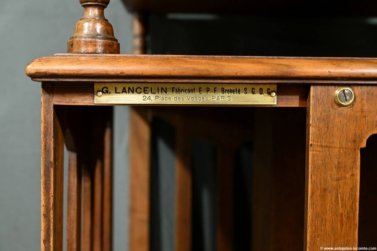 Revolving Walnut Bookcase, stamped G.Lancelin – 1900